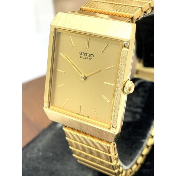 Seiko Men's Watch 6530-5850 Vintage Quartz Gold Dial Tank Stainless Steel - Picture 1 of 13